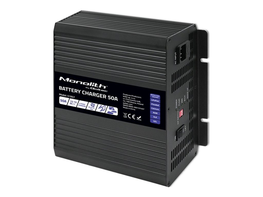 Qoltec Älykäs ammattimainen monoliittiakkujen laturi 50A 12V