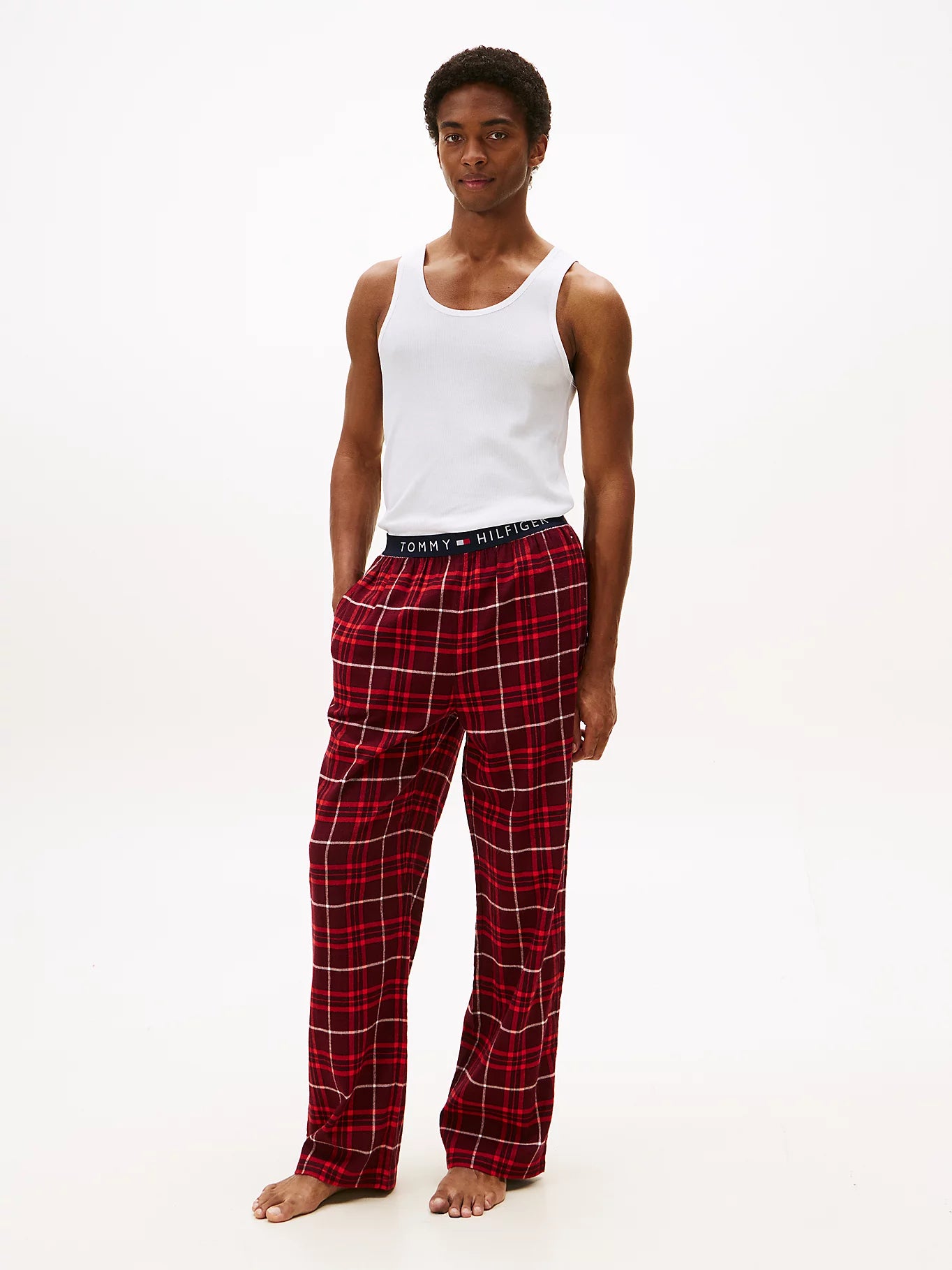 Tommy Hilfiger K FLANNEL PJ PANT WAISTBAND, punainen ruutu