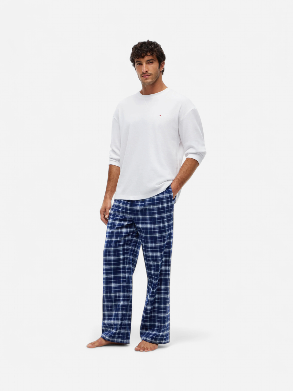 Tommy Hilfiger LS Waffle Flannel PJ Set, valkoinen