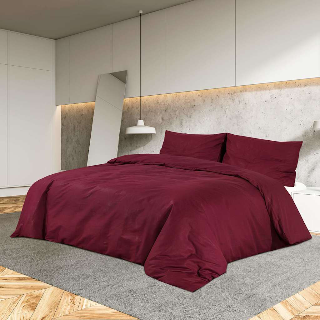 vidaXL Pussilakanasetti viininpunainen 240x220 cm kevyt mikrokuitu