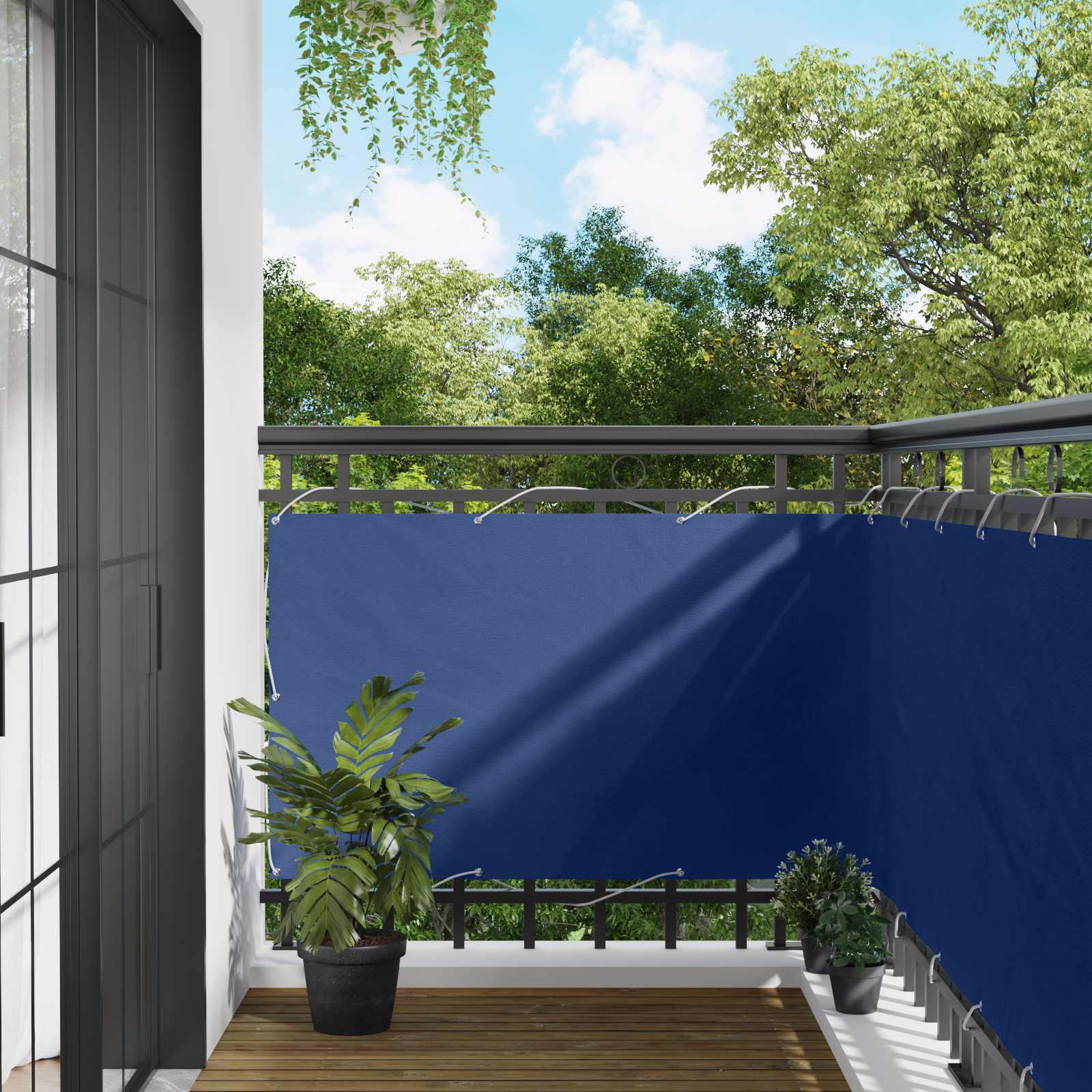 vidaXL Parvekkeen Verho Suorakaide 100 x 1000 cm Oxford-kangas Sininen