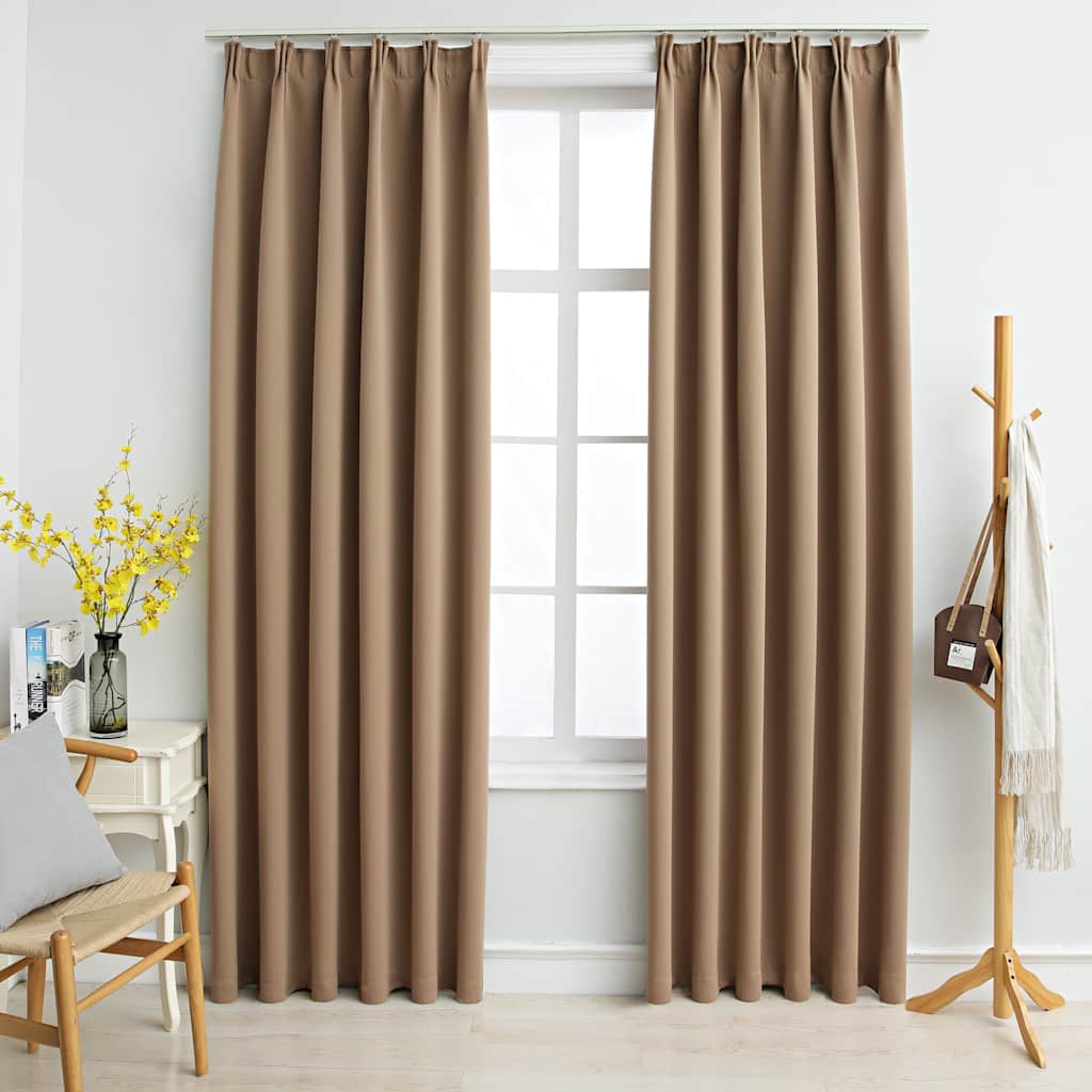 vidaXL Pimennysverhot koukuilla 2 kpl ruskeanharmaa 140x225 cm